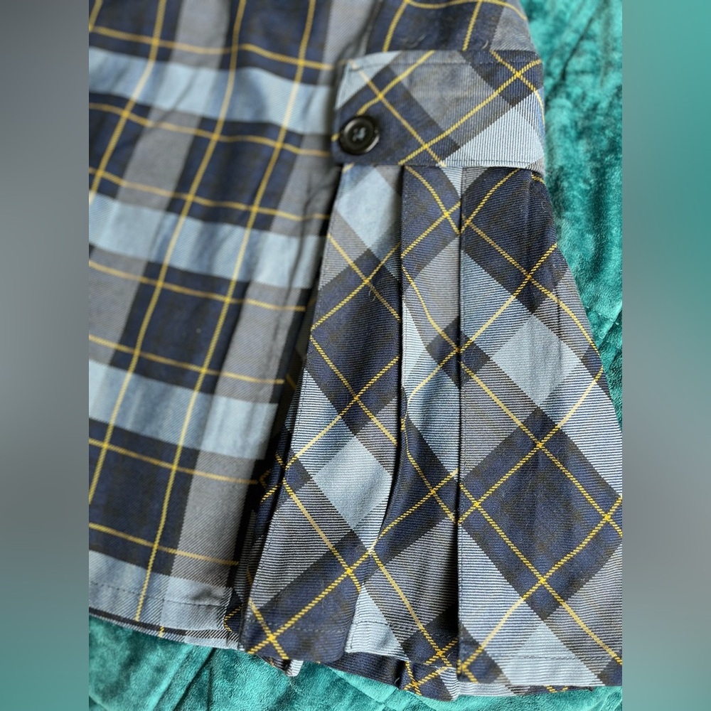 Lands' End Plaid Skort with Blue and Yellow Print